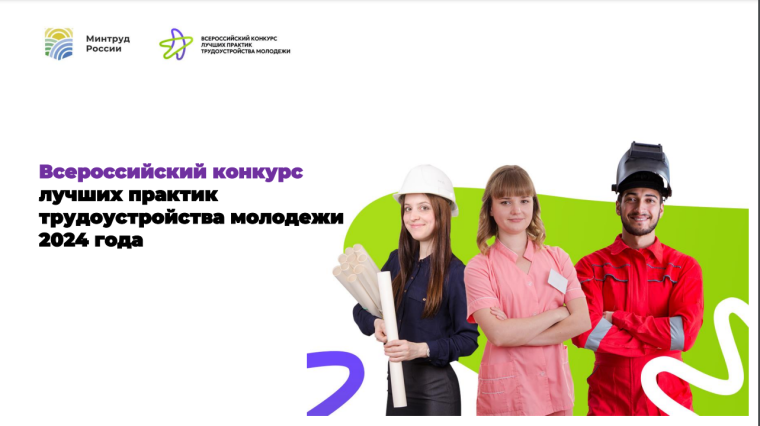 Министерство труда и социальной защиты Российской Федерации сообщает о проведении в 2024 году Всероссийского конкурса лучших практик трудоустройства молодежи. Министерство труда и социальной защиты Российской Федерации сообщает о проведении в 2024 году Всероссийского конкурса лучших практик трудоустройства молодежи.